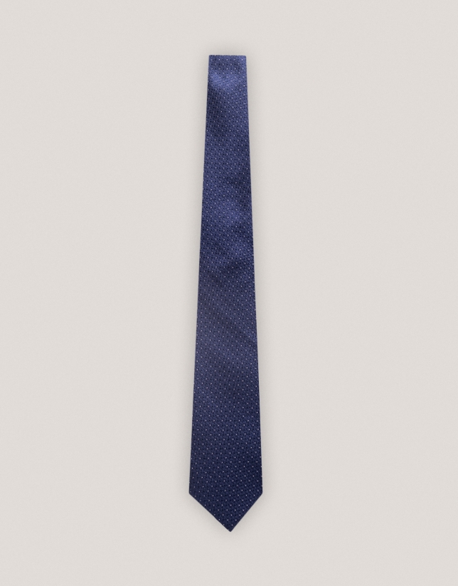 Navy blue silk structured tie