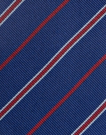 Blue silk tie with fuchsia stripes