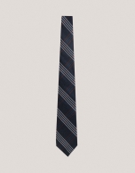 Navy blue checkered silk tie