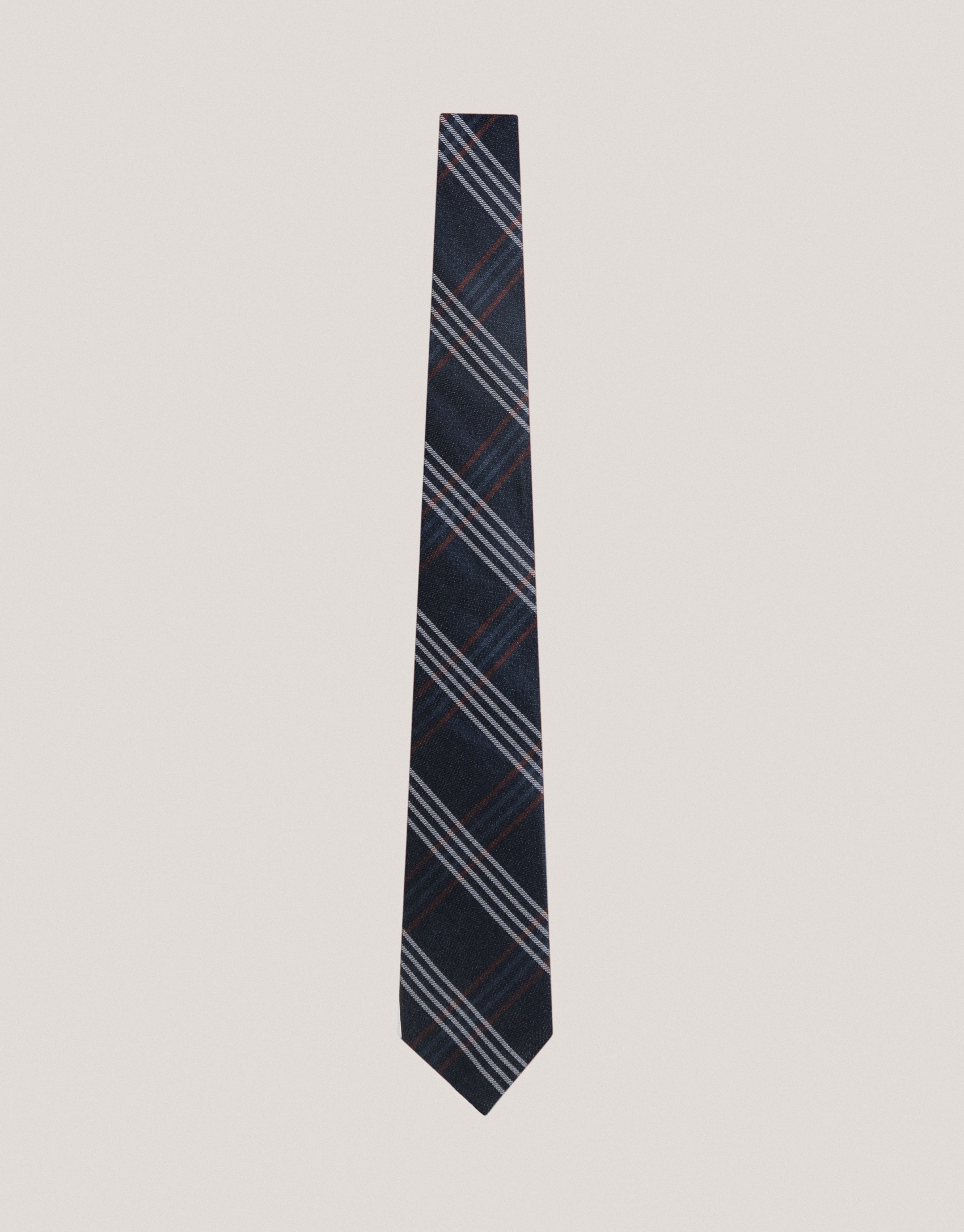 Navy blue checkered silk tie