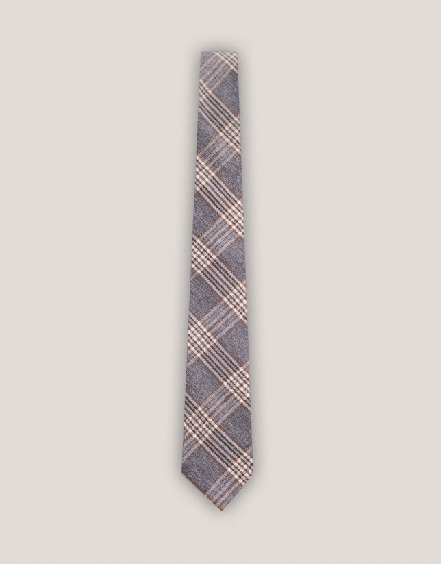 Corbata de cuadros seda gris