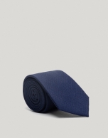 Navy blue silk and wool tie