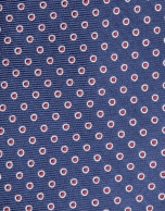 Blue silk tie with red dots