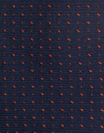 Blue silk tie with orange jacquard 