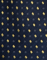 Corbata de seda marino jacquard amarillo