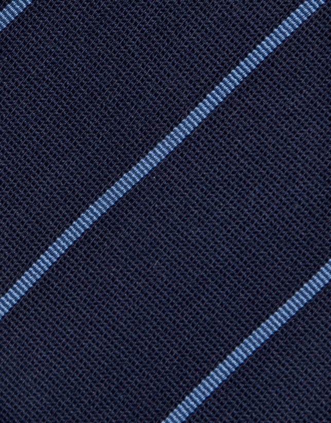 Corbata de seda azul con perfiles celestes