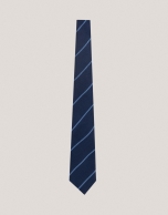 Blue silk tie with light blue lines