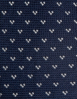 Navy blue silk tie with silver jacquard 