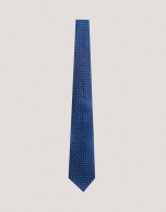 Corbata de seda azul con jacquard plata