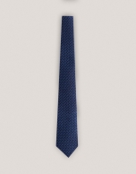 Corbata de seda tonos azules jacquard hojas