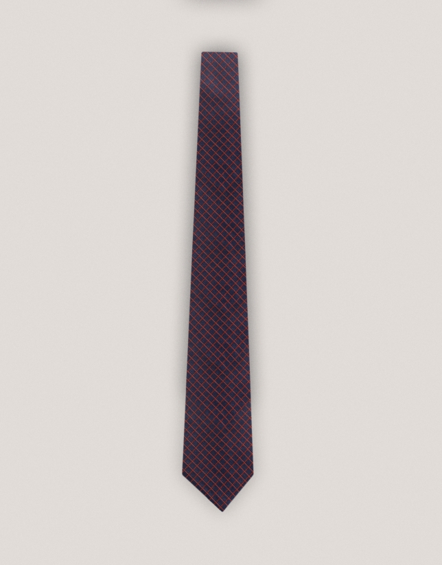 Black silk tie with silver jacquard 