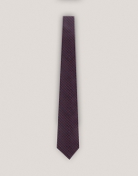 Black silk tie with silver jacquard 