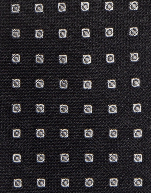 Corbata de seda negra jacquard plata