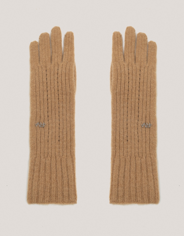 Camel alpaca and cashmere gloves 