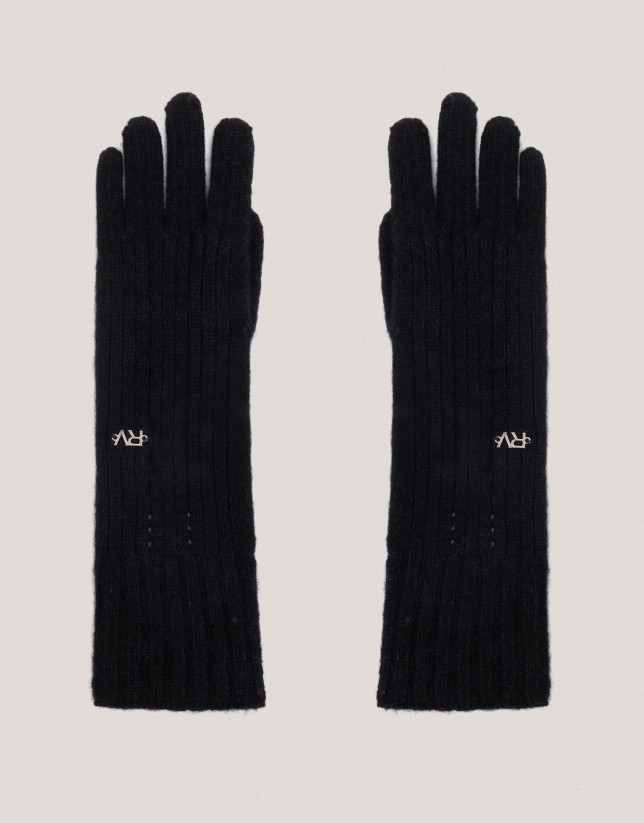 Black alpaca and cashmere gloves