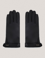 Black leather gloves