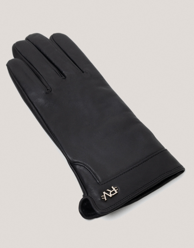 Black leather gloves