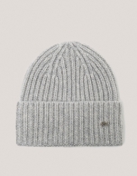 Gray ribbed alpaca and cashmere cap