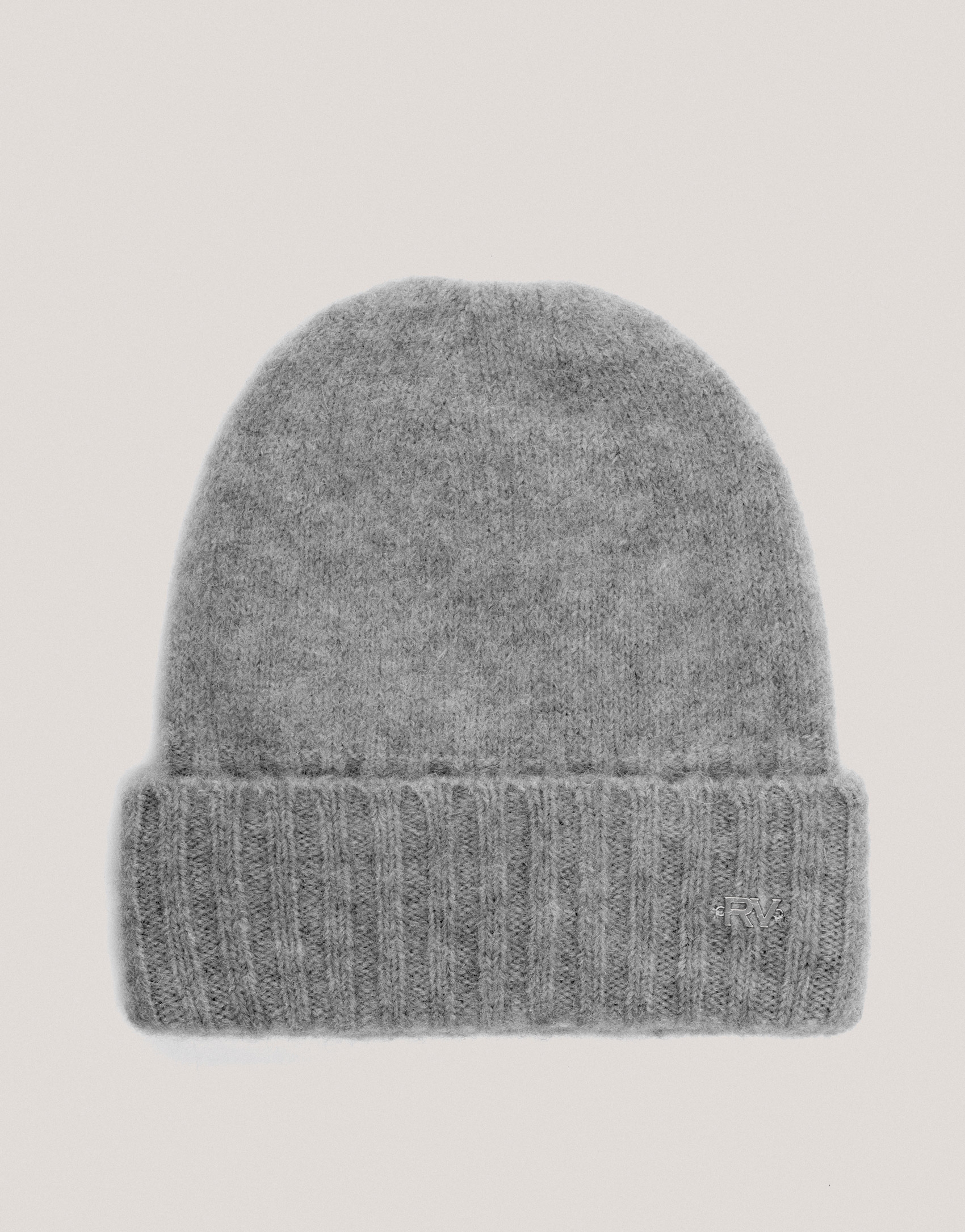 Gray melange wool and alpaca seamless cap 