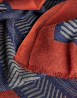 Green and navy blue scarf with orange border