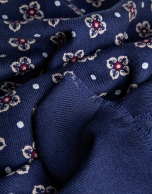 Navy wool scarf with white flowers