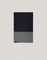 Navy blue and gray melange knit scarf