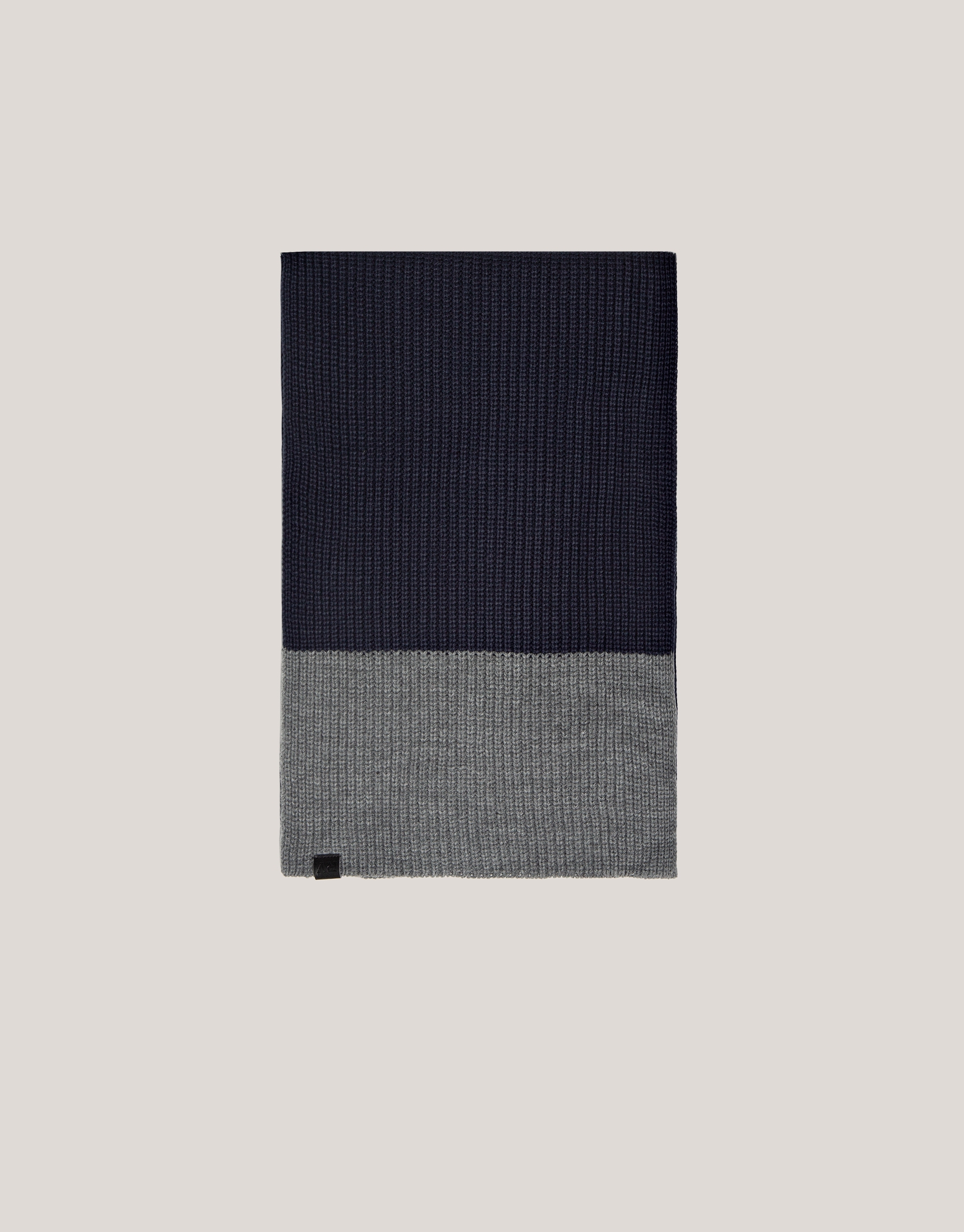 Navy blue and gray melange knit scarf