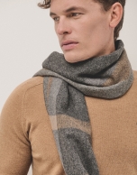 Gray and beige checkered scarf