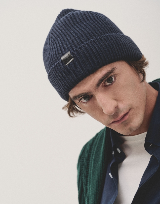 Navy blue knit cap