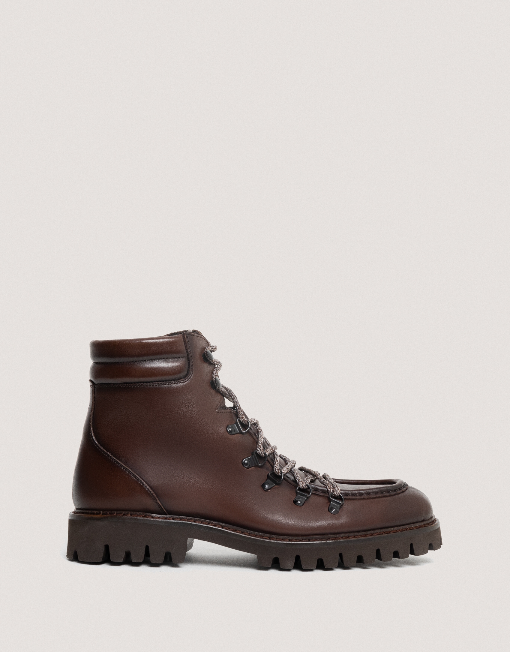 Brown leather boots with shoe laces