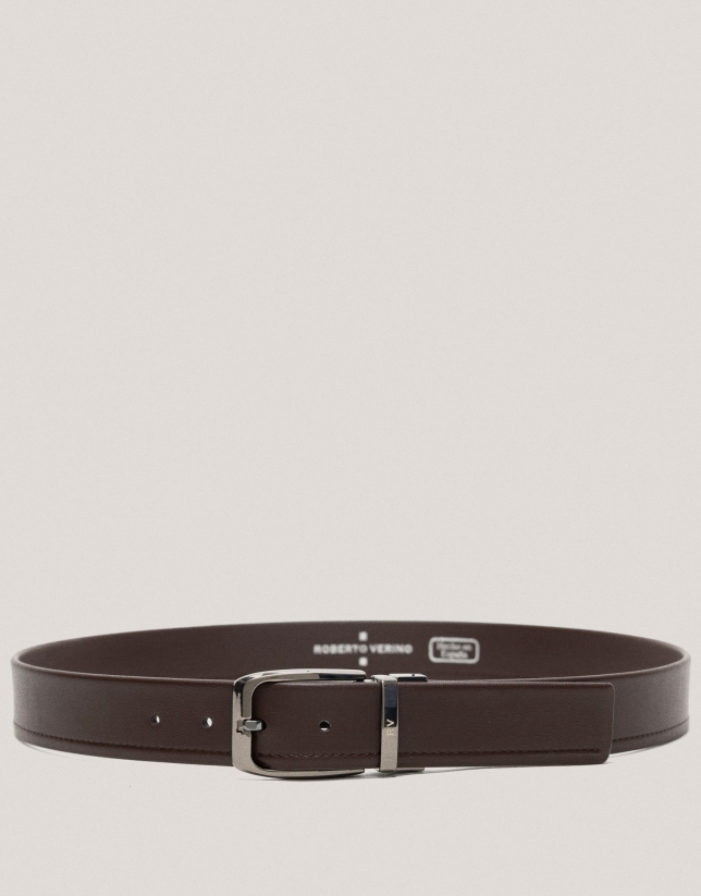 Brown leather belt with decorative cuts