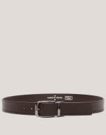 Brown leather belt with decorative cuts