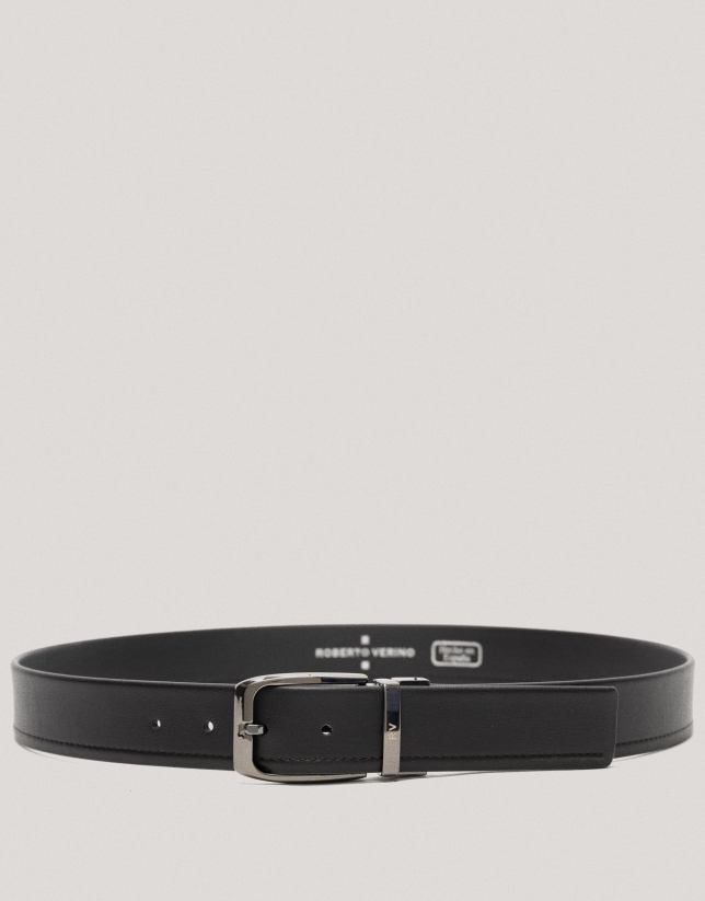 Black leather belt with decorative cuts