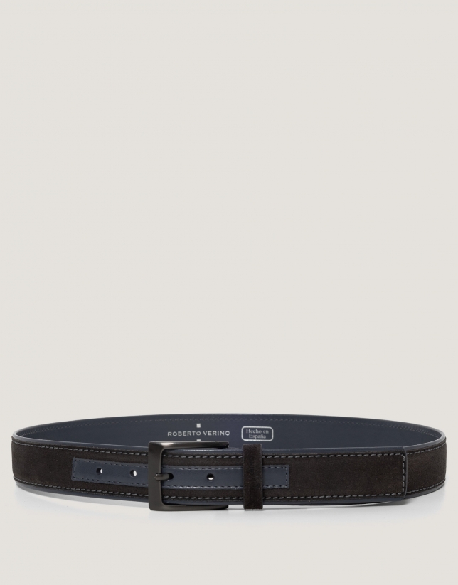 Gray leather and split leather belt