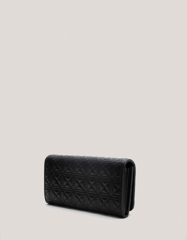 Large black quilted leather Linda wallet 