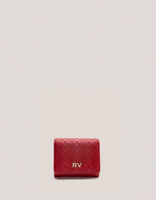 Red medium size Linda quilted leather wallet 