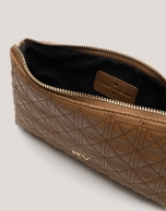 Camel quilted leather Linda vanity case