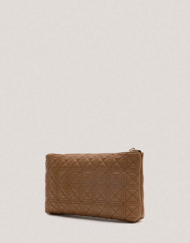 Camel quilted leather Linda vanity case