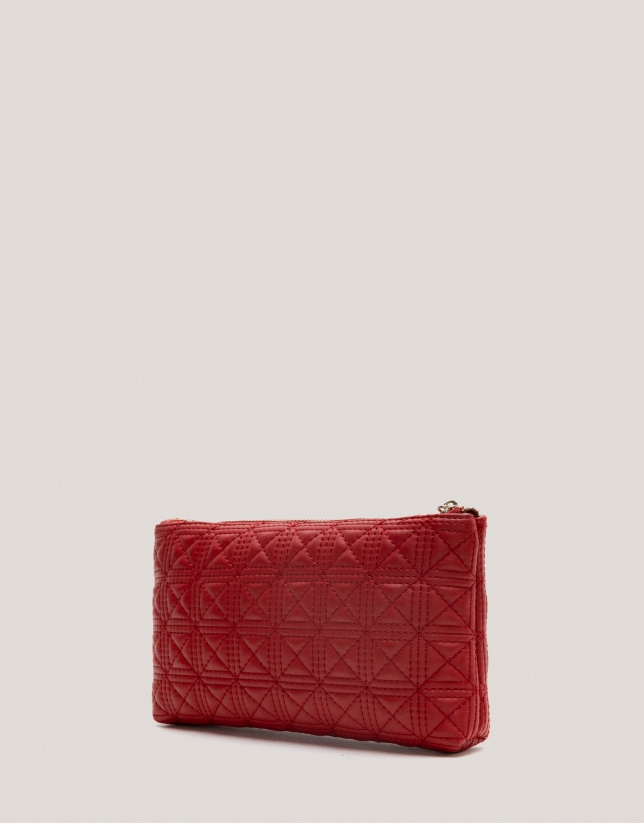 Red quilted leather Linda vanity case