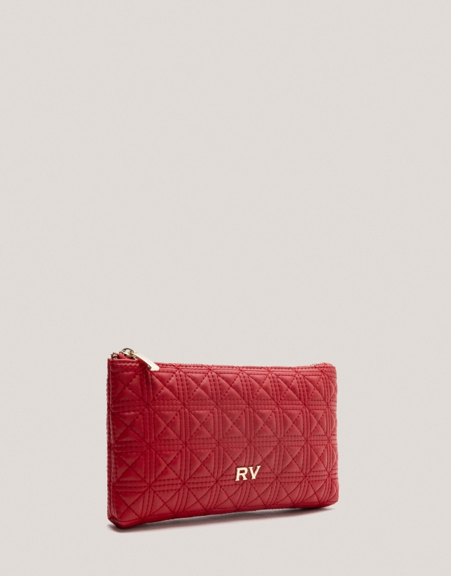 Red quilted leather Linda vanity case