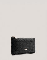 Black quilted leather Linda vanity case