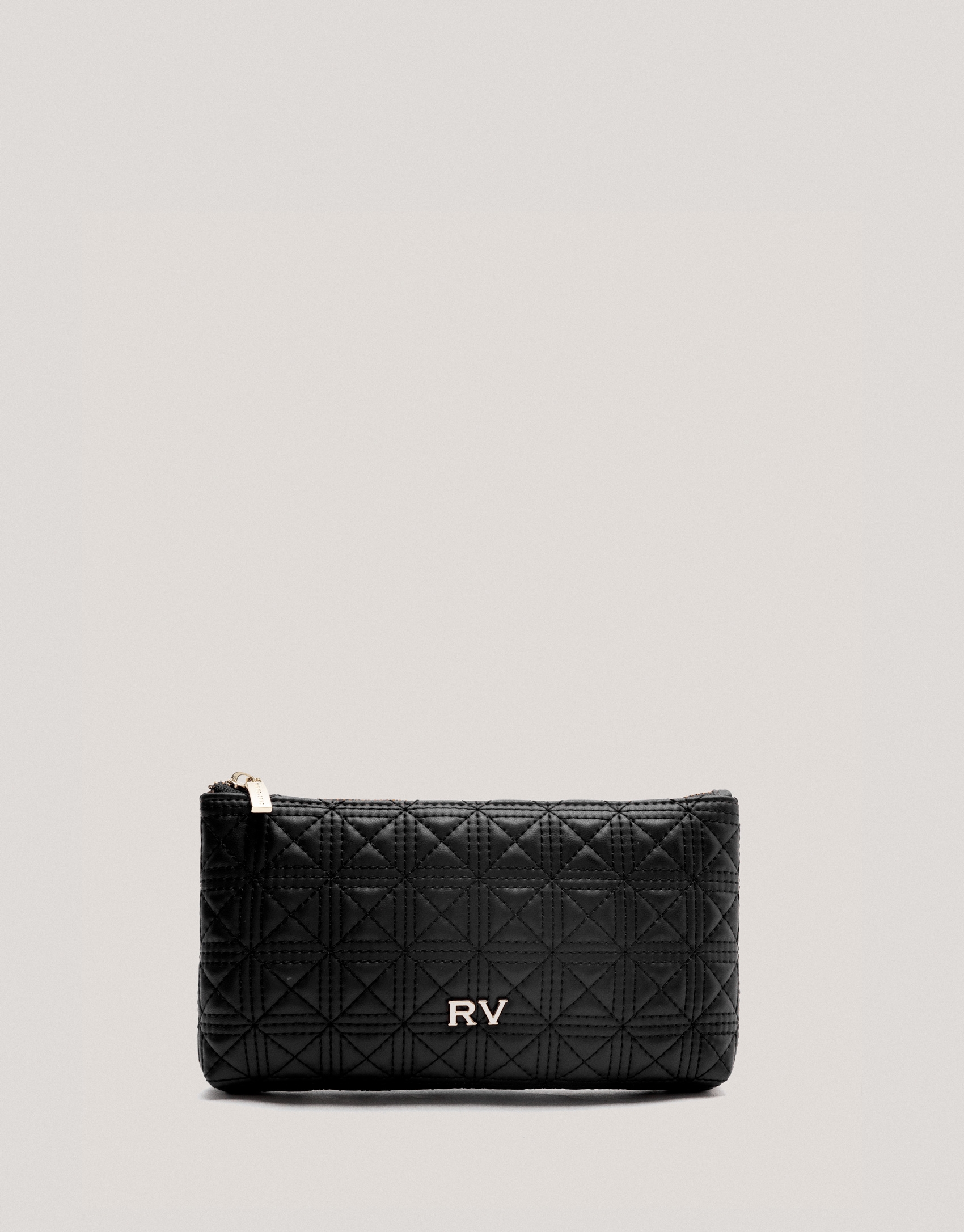 Black quilted leather Linda vanity case