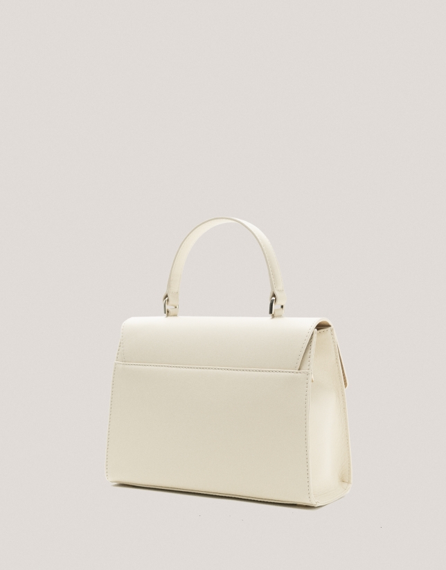 Light beige leather midi Mía handbag