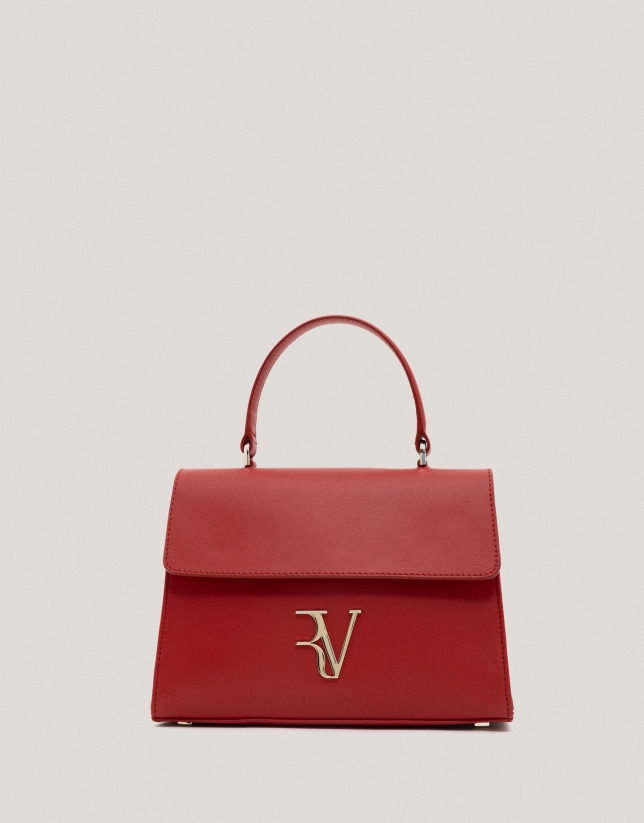 Red leather midi Mía handbag