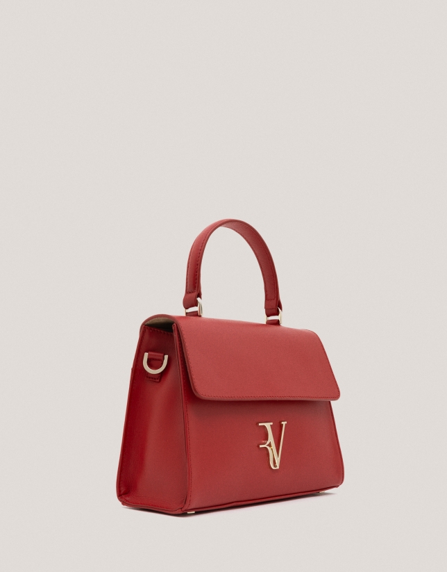 Red leather midi Mía handbag