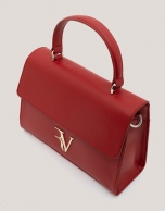 Red leather midi Mía handbag