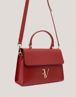 Red leather midi Mía handbag