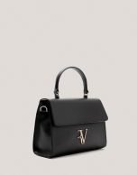 Black leather midi Mía handbag