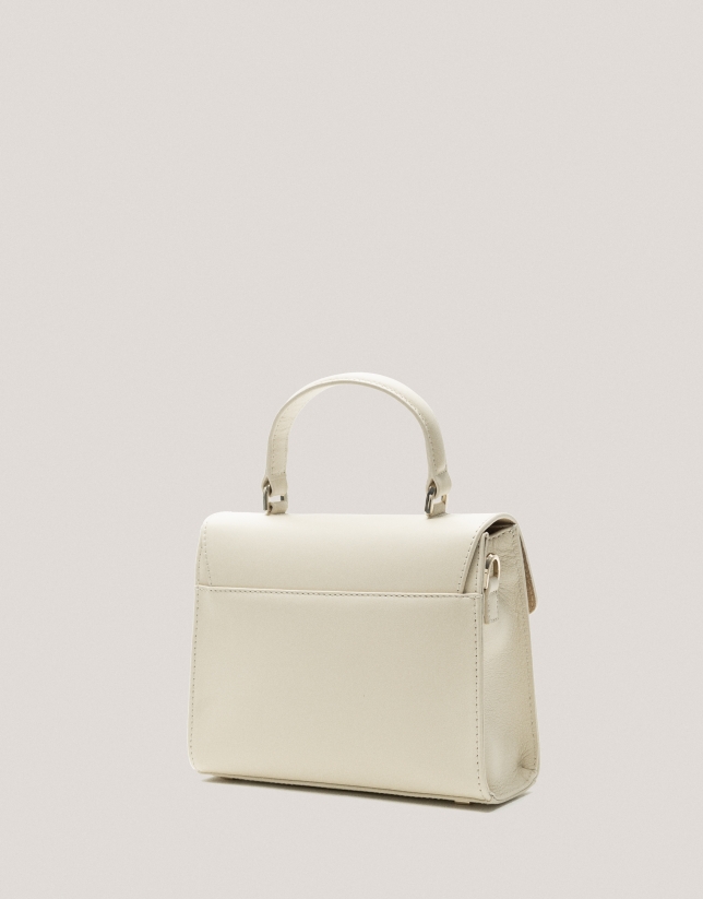 Light beige leather mini Mía handbag