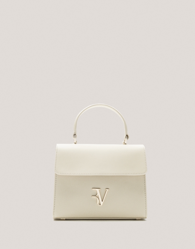 Light beige leather mini Mía handbag